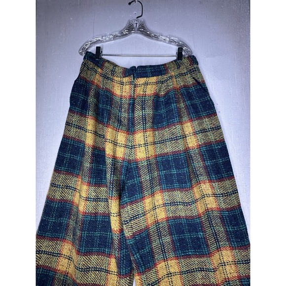 Elaine + George Gold Plaid High-Waisted Wide Leg Trousers | Tagged Size: XL - Picture 3 of 10
